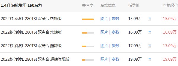 大眾凌渡280tsi價格表 280tsi售價15萬一臺(二手價7萬)