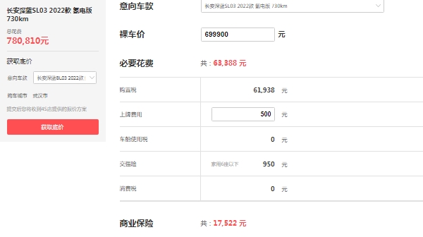 長安深藍sl03價格圖片，730氫電版售價高達69萬
