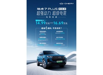 超強動力、超級電混，奇瑞瑞虎7 PLUS 新能源電掣來襲，售14.99萬元起