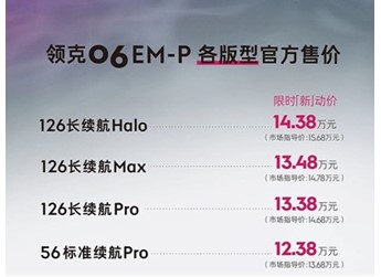 領克06 EM-P新增126長續航Max上市 售價14.78萬